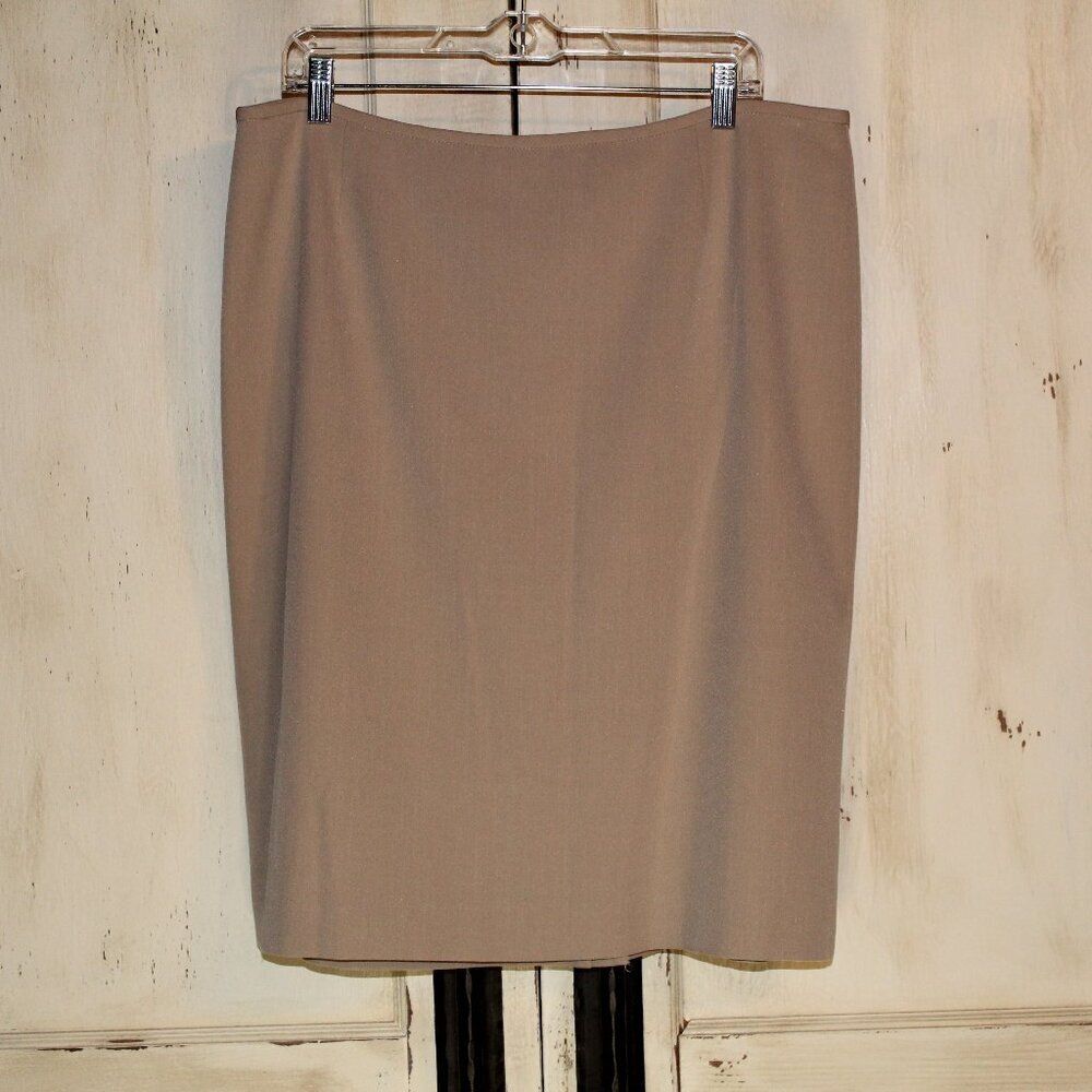 Preston & York tan lined ponte professional casual slim skirt 16